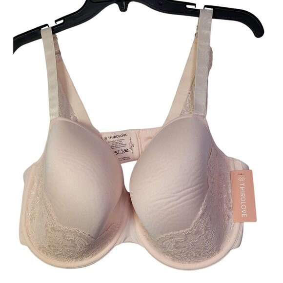 ThirdLove Lace Detail 24/7 T-Shirt Bra Peach Underwire Support Size 42E - Picture 1 of 12